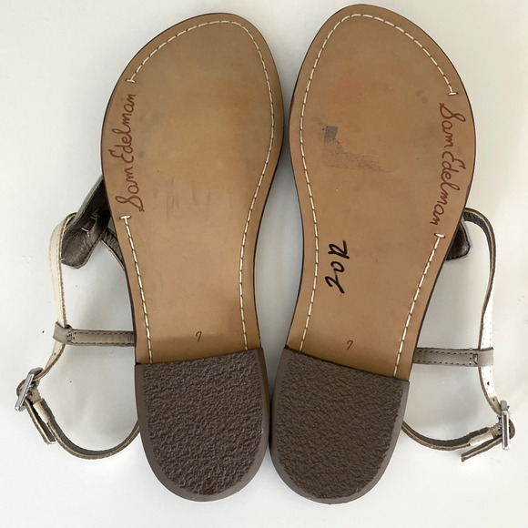 NWOB Sam Edelman Gigi Sandal Leather Animal Print Snake White Gray Ankle Strap 7 - Picture 6 of 6